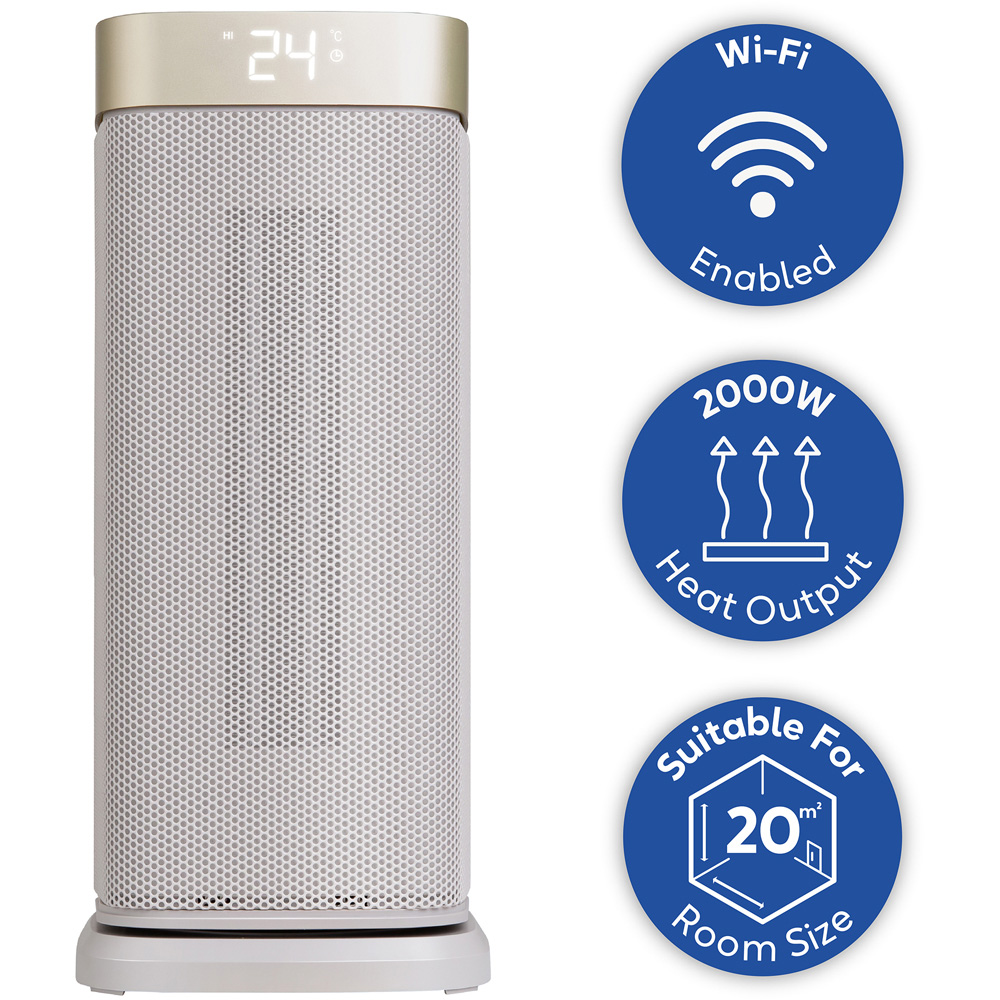 Russell Hobbs RHCTH2002G-SMT Stone and Gold Square Smart Wi-Fi Enabled Ceramic Heater 2000W Image 8
