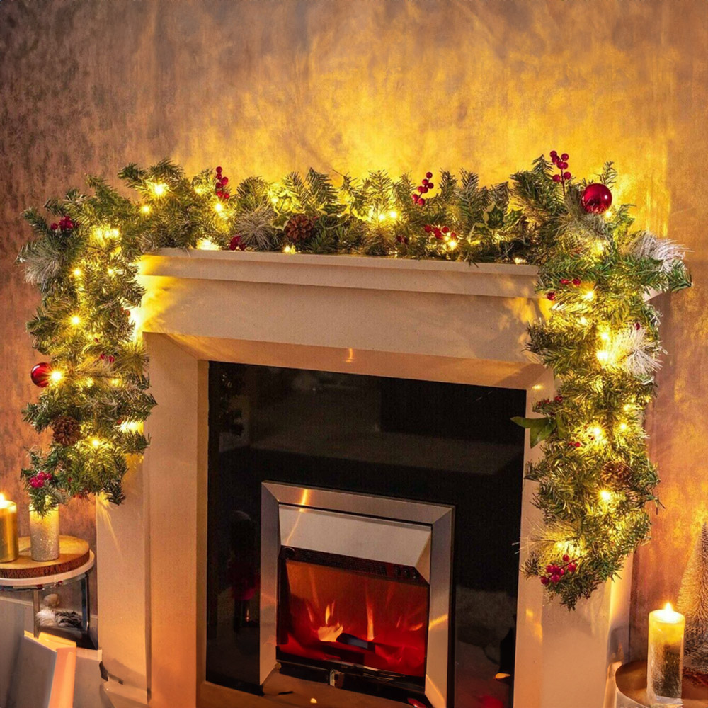 Marco Paul Warm White LED Snow Dusted Christmas Garland 270cm Image 3
