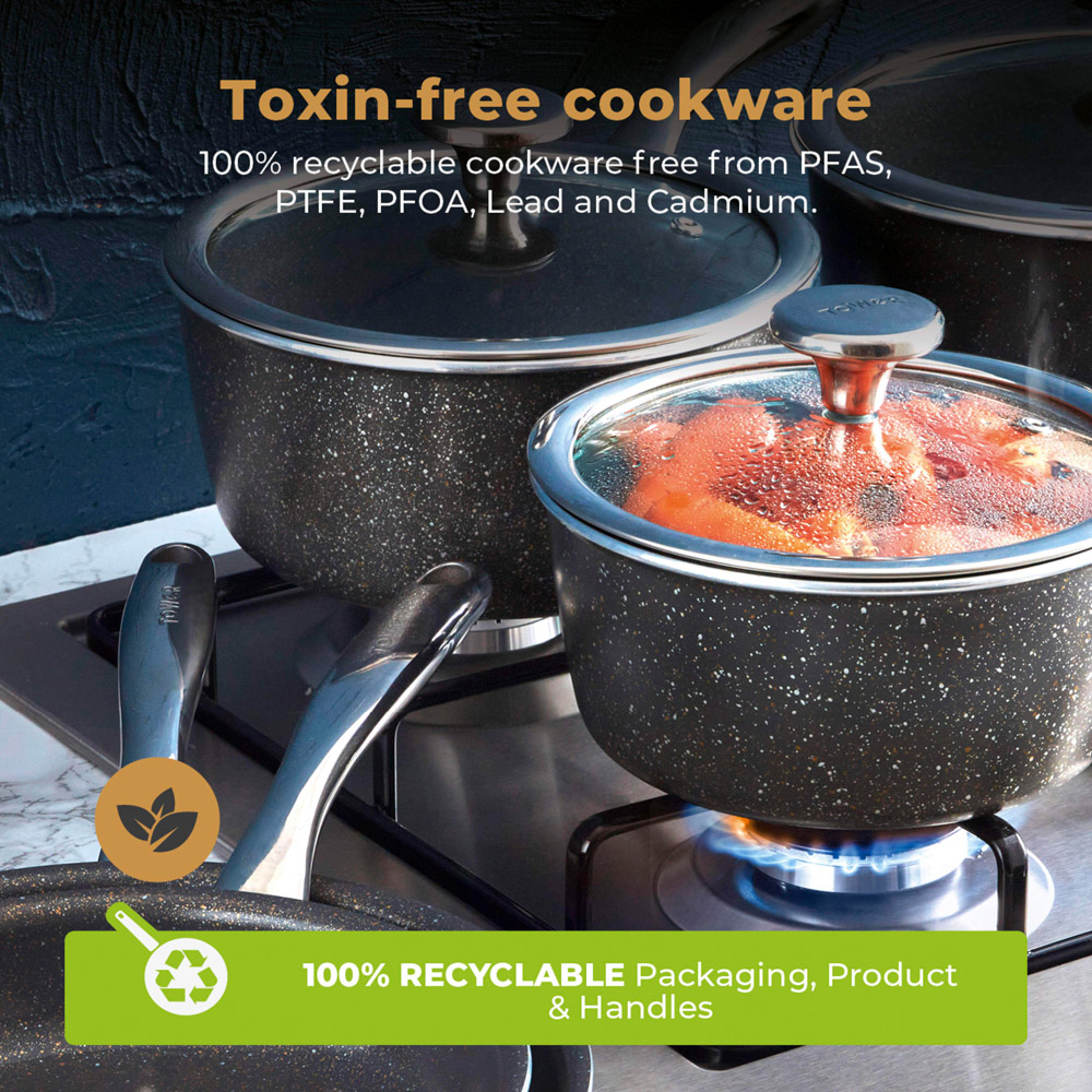 Tower 5 Piece Cerastone Pro Non Stick Pan Set with Glass Lids Image 7