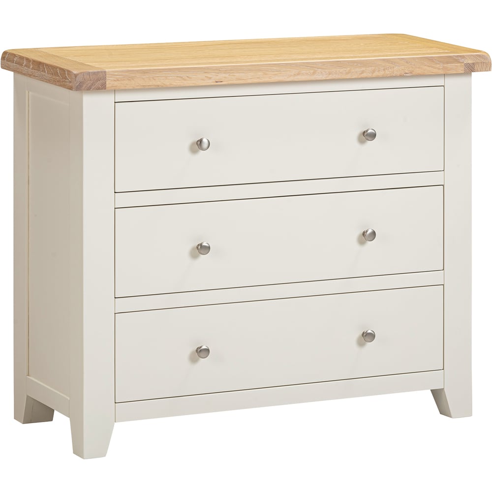 Seconique Windsor 3 Drawer Ivory and Oak Storage Chest Image 2