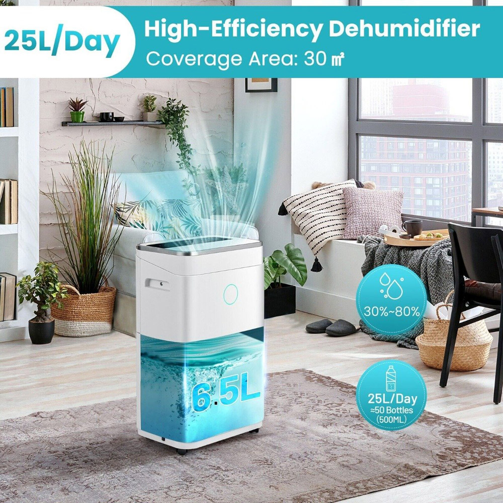 Costway 25L Dehumidifier with 6.5L Water Tank Image 2