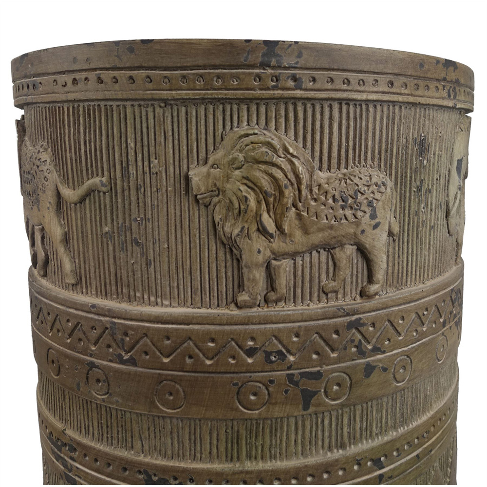 Leaf Jungle Brown Lion Elephant Embossed Composite Planter with Legs 29 x 43cm Image 3