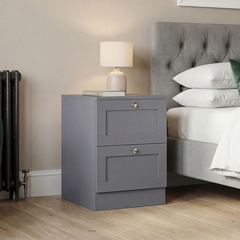 VIDA DESIGNS Altino 2 Drawer Grey Shaker-Style Bedside Chest Image 4