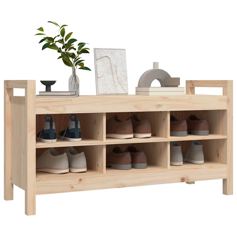 vidaXL 6 Shelf Natural Wooden Hallway Bench Image 6
