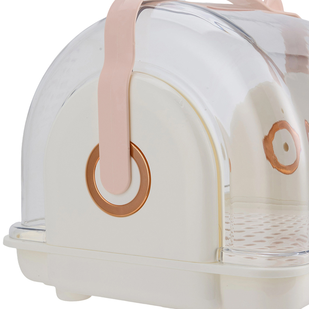 Living and Home Pink Portable Baby Bottle Drying Rack with Dual Flip-Up Cover Image 4