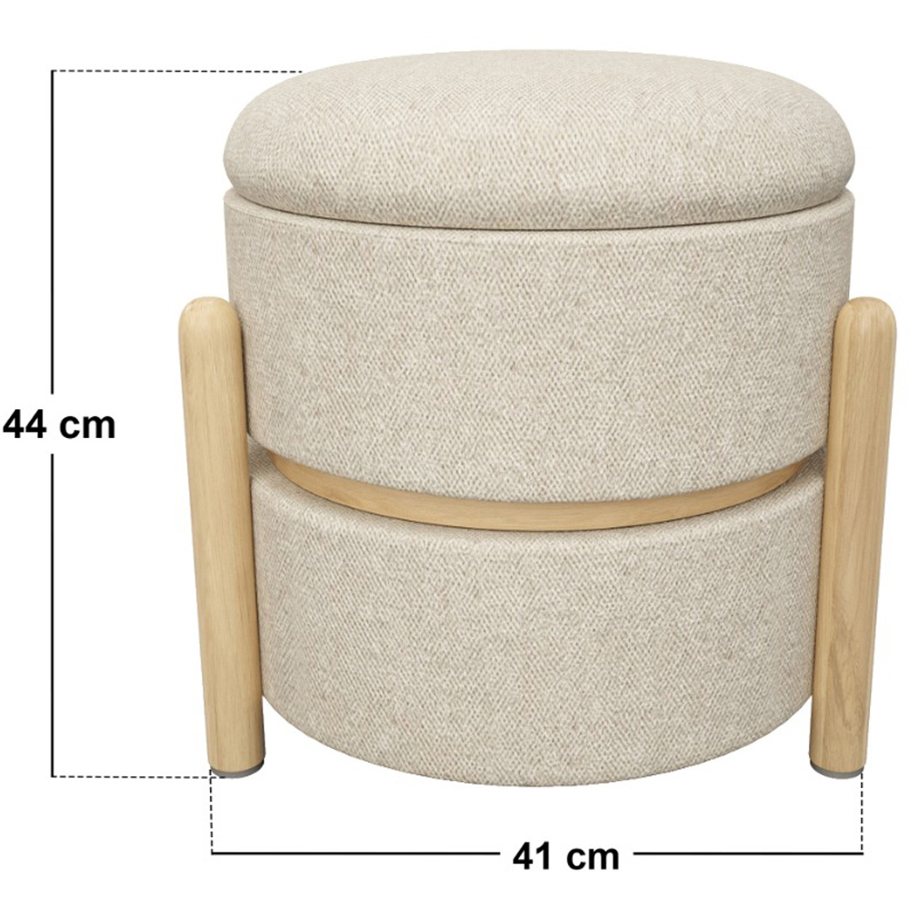 SOLACE+CO Ada Beige Fabric Storage Pouffe Image 7