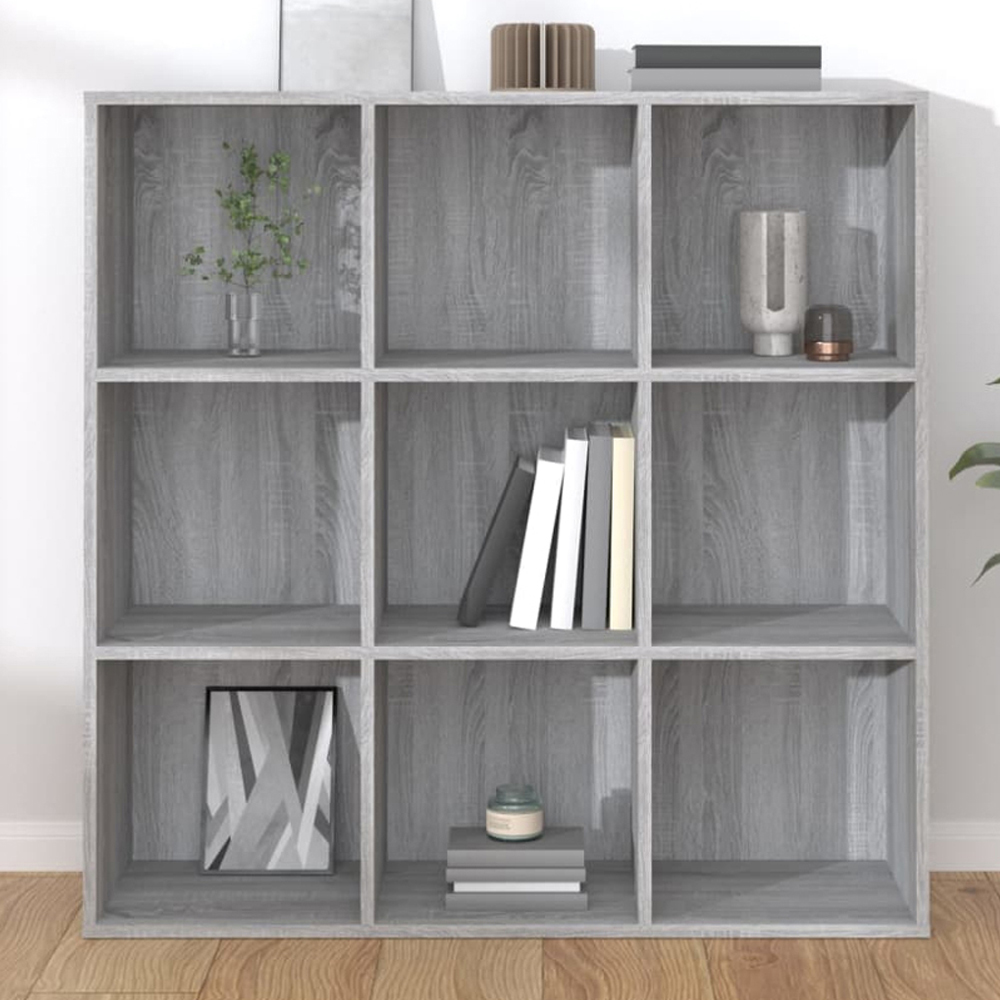vidaXL 9 Shelf Grey Sonoma Bookcase Image 1