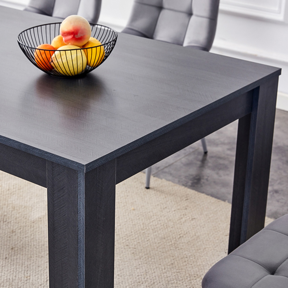 Kosy Koala 6 Seater Dining Set with Bench Dark Grey and Grey Velvet Image 2