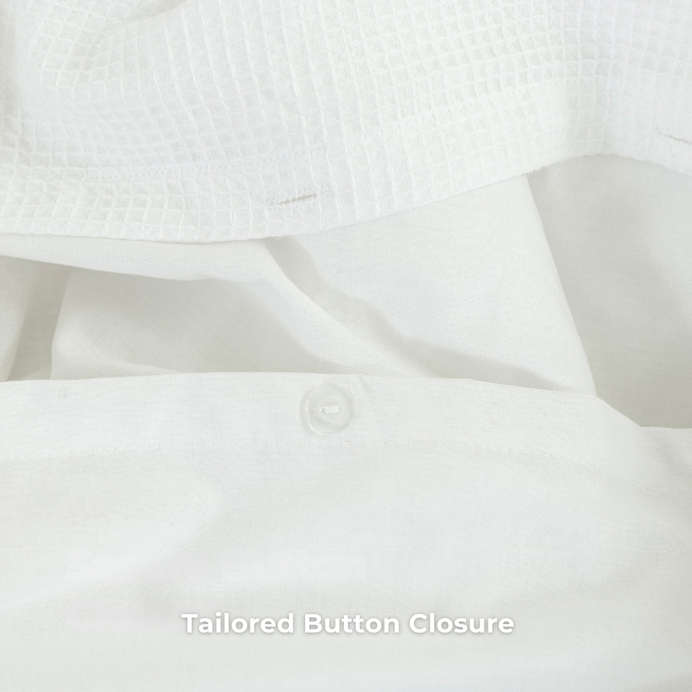 MHG Living Double White Chunky Waffle Duvet Cover Set Image 4