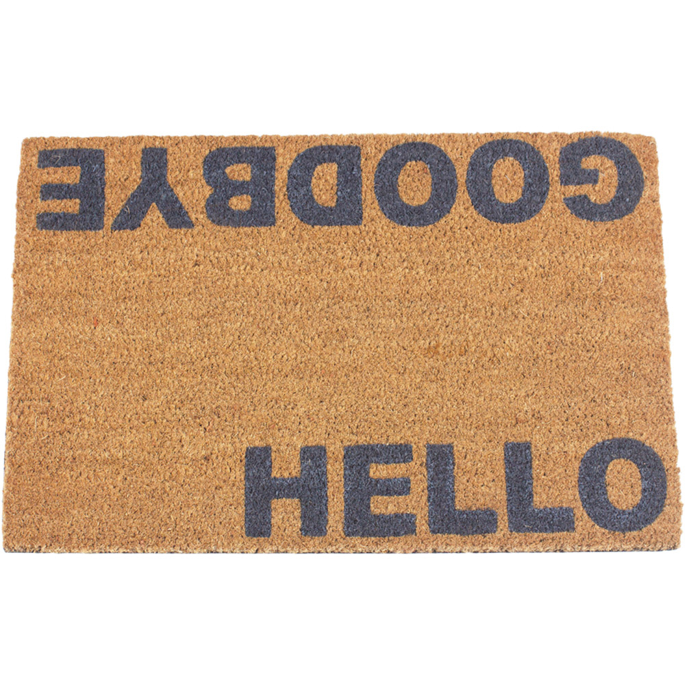 Eselle Astley Hello Goodbye Printed Neutral Coir Door Mat 40 x 60cm Image 1