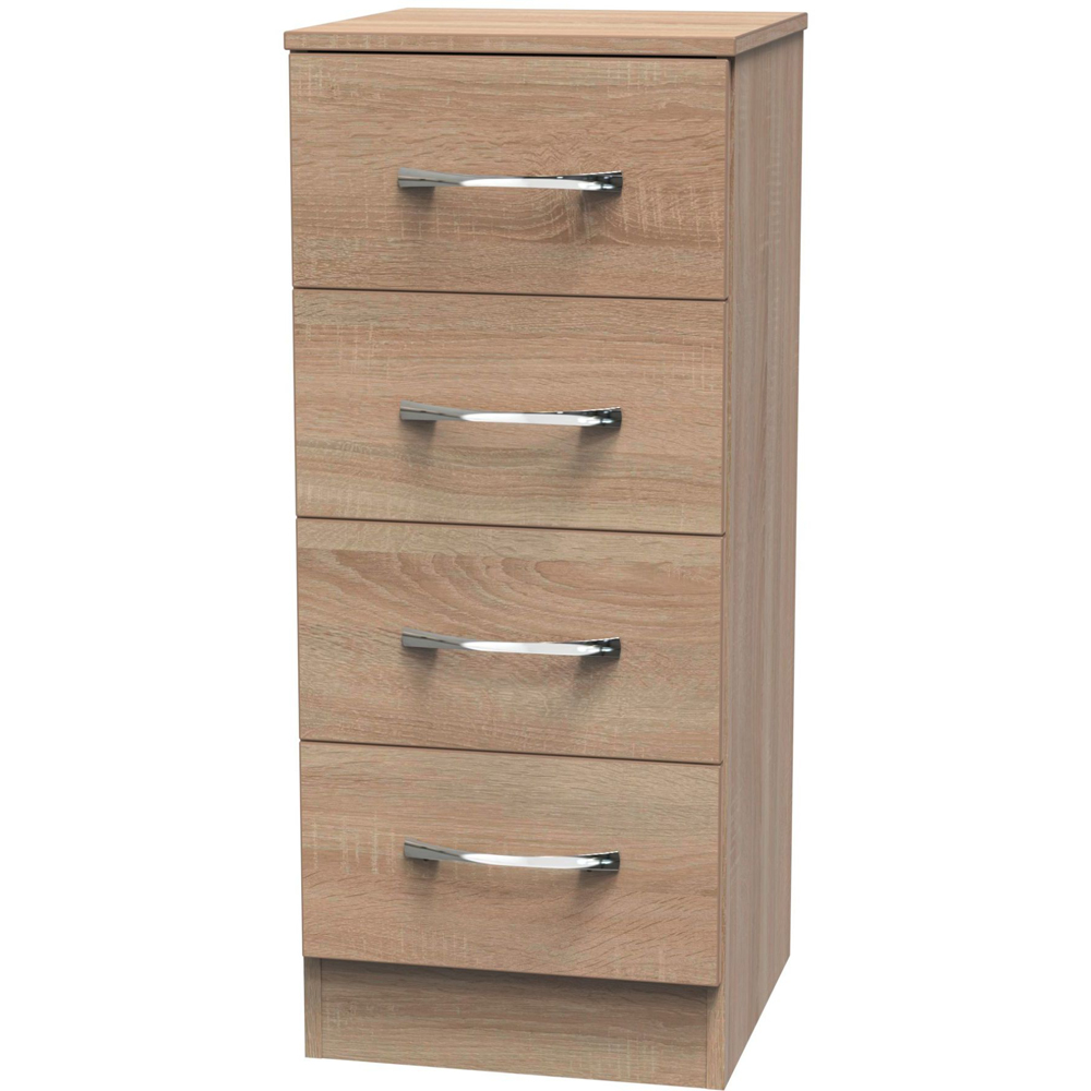 Crowndale Avin 4 Drawer Bardolino Oak Bedside Cabinet Image 2
