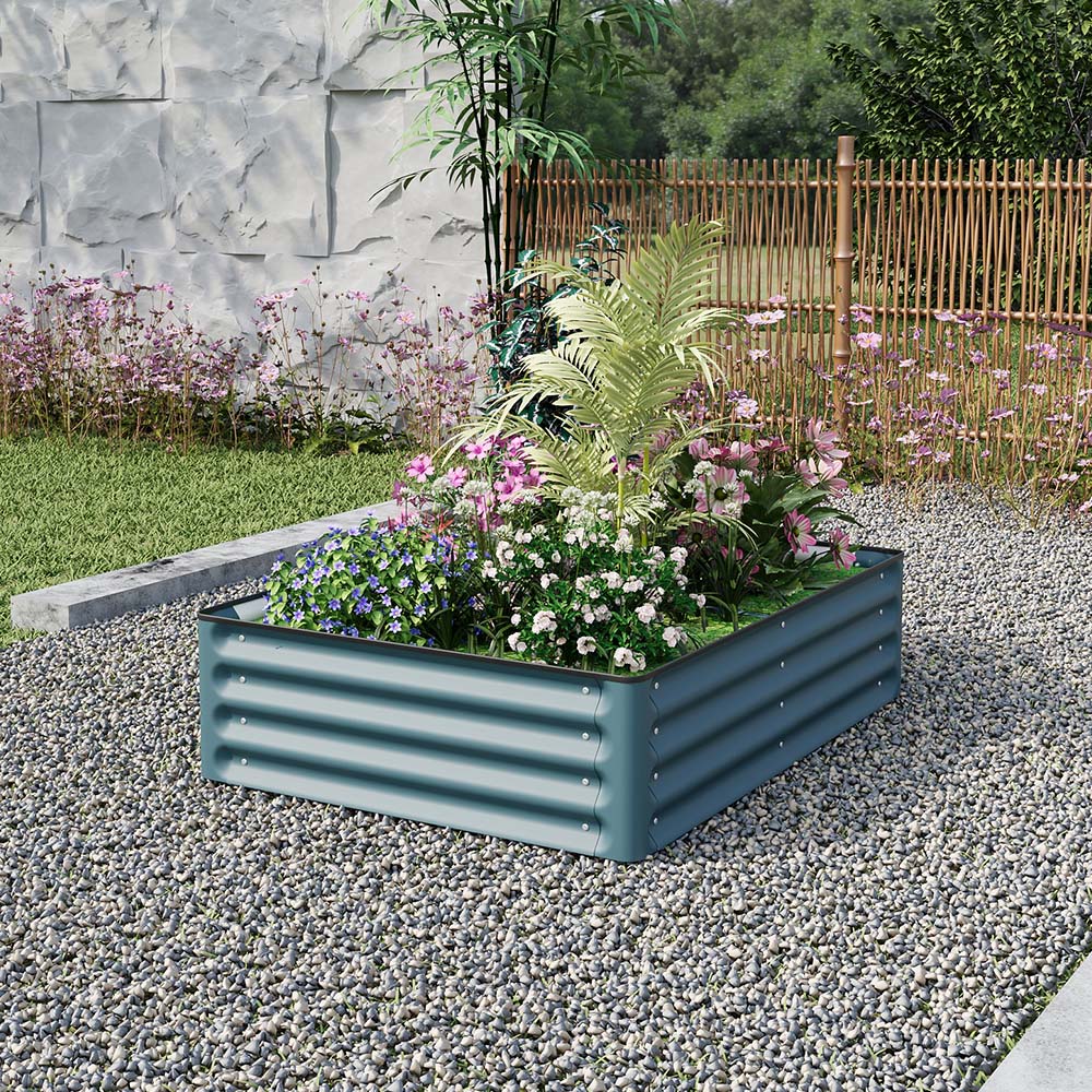 Living and Home Green Rectangular Galvanised Steel Raised Garden Bed 120 x 90cm Image 2