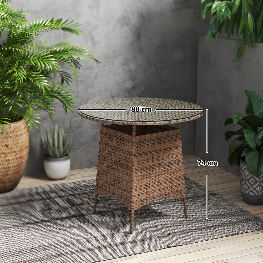 Outsunny Brown Rattan Garden Table with Umbrella Hole Image 9