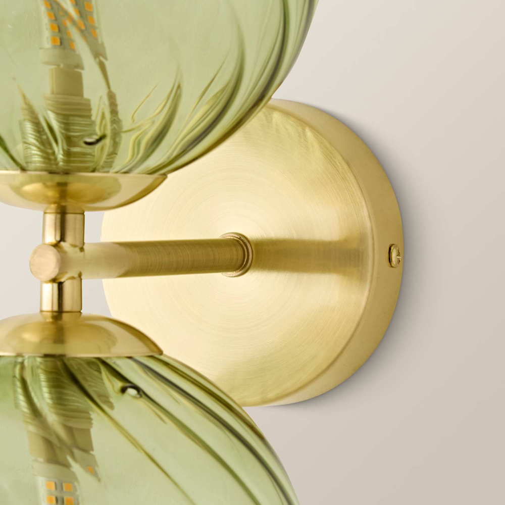 ValueLights Sydney 2 Light Gold Swirl Shade Wall Light with Bulb 2 Pack Image 4