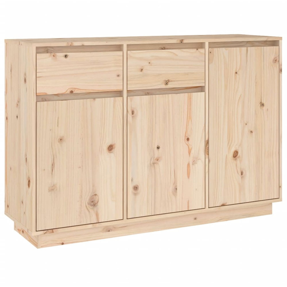 vidaXL 3 Door 2 Drawer Natural Solid Pine Wood Sideboard Image 2
