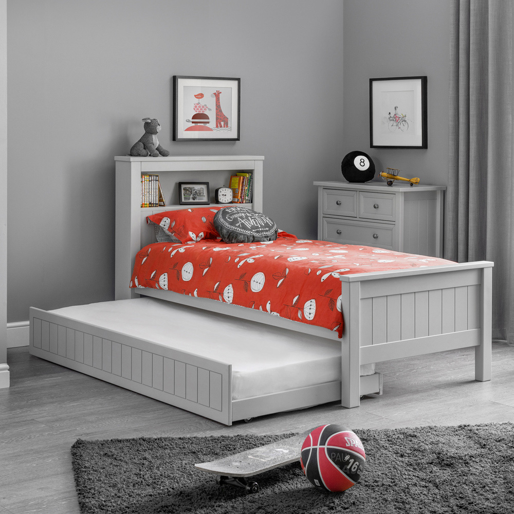 Julian Bowen Maine Dove Grey Bookcase Bed with Underbed Image 9