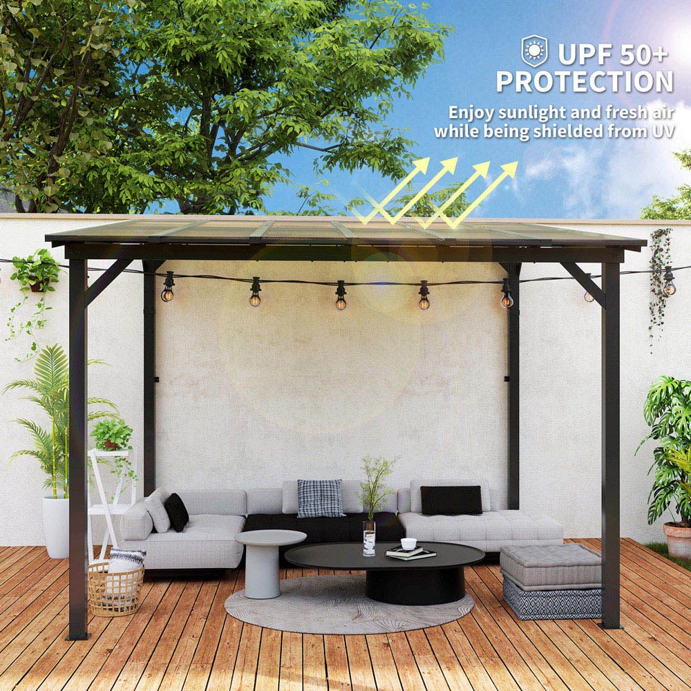Outsunny 3 x 3m Black Pergola with Waterproof Roof Image 4