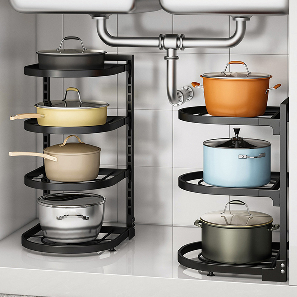 Living and Home 4 Tier Adjustable Kitchen Pot Pan Organiser Rack Image 7