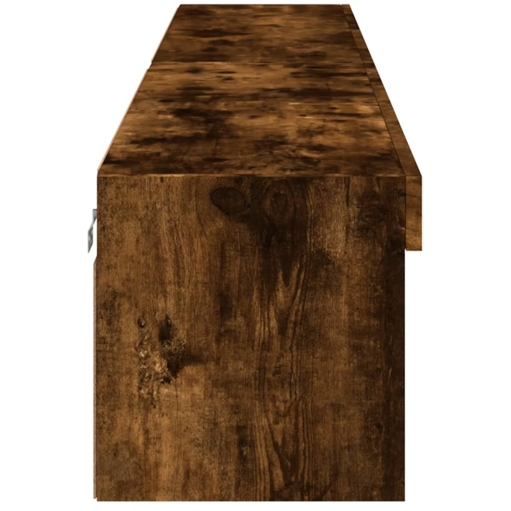 vidaXL 2 Shelf Smoked Oak Wall Mounted LED TV Cabinet Set of 2 Image 9