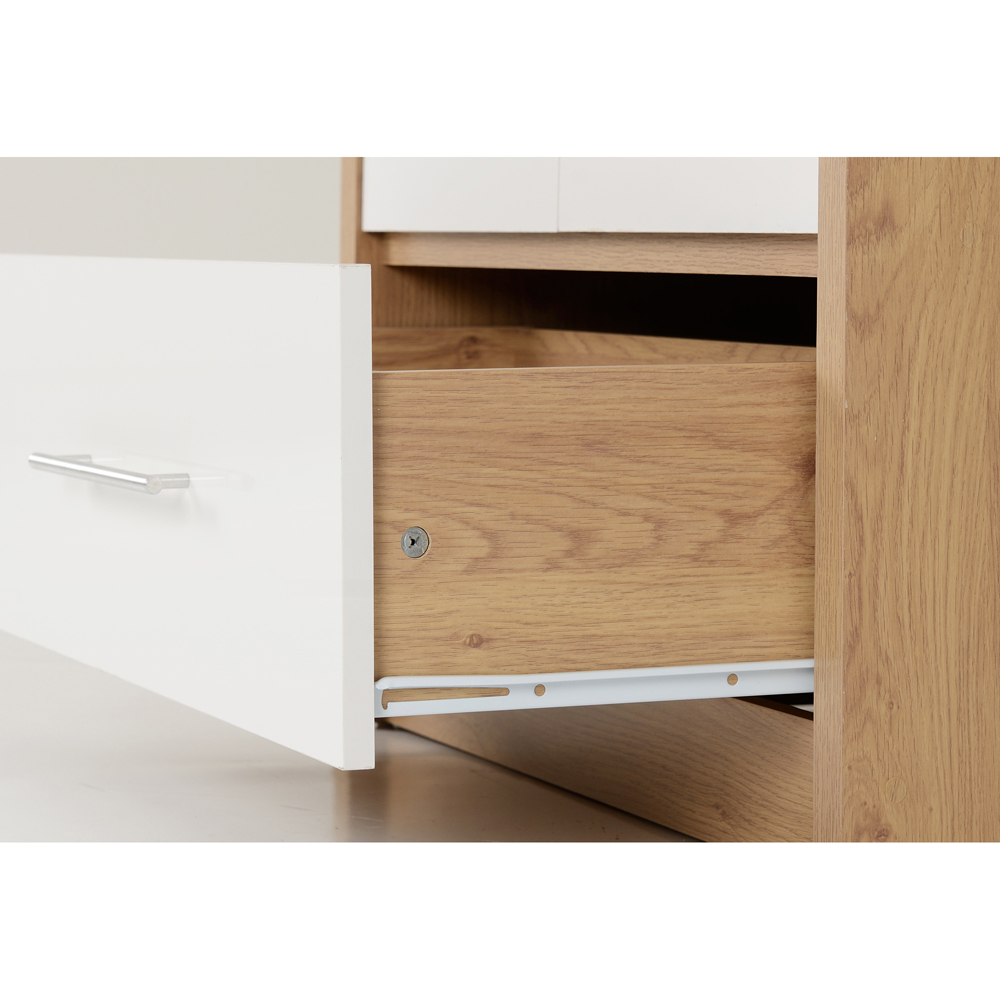 Seconique Seville 2 Door Single Drawer White Gloss Light Oak Effect Veneer Wardrobe Image 6
