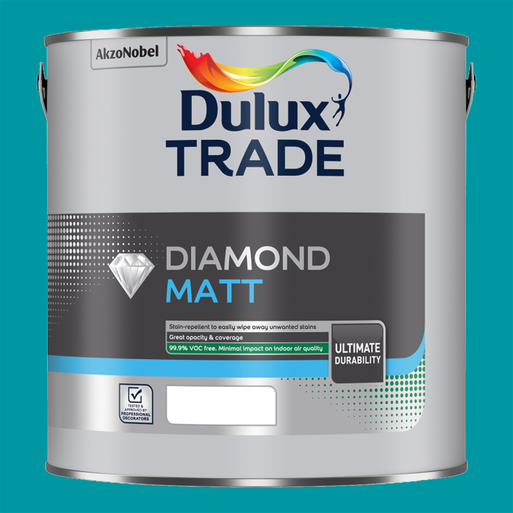 Dulux Trade Teal Touch Walls and Ceilings Diamond Matt Paint 5L Image 2