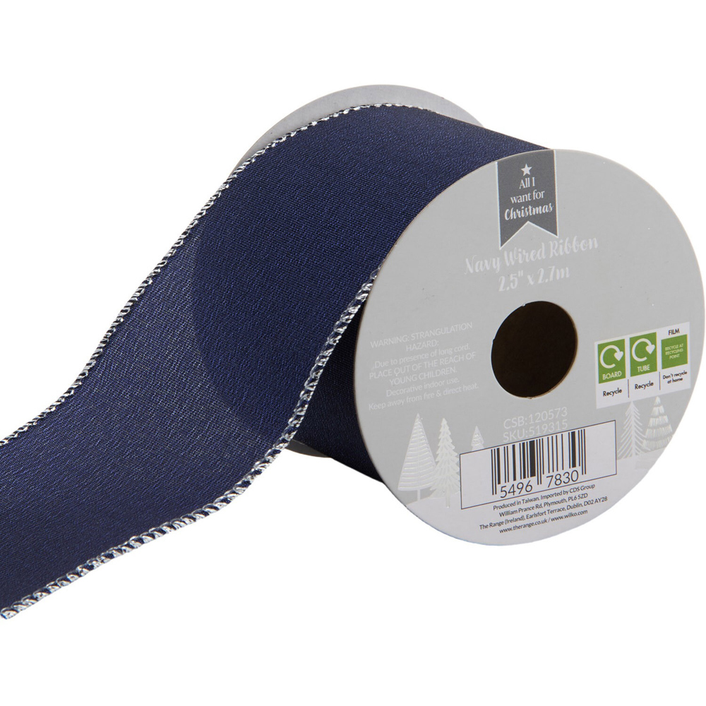 Navy Wired Ribbon Image 3