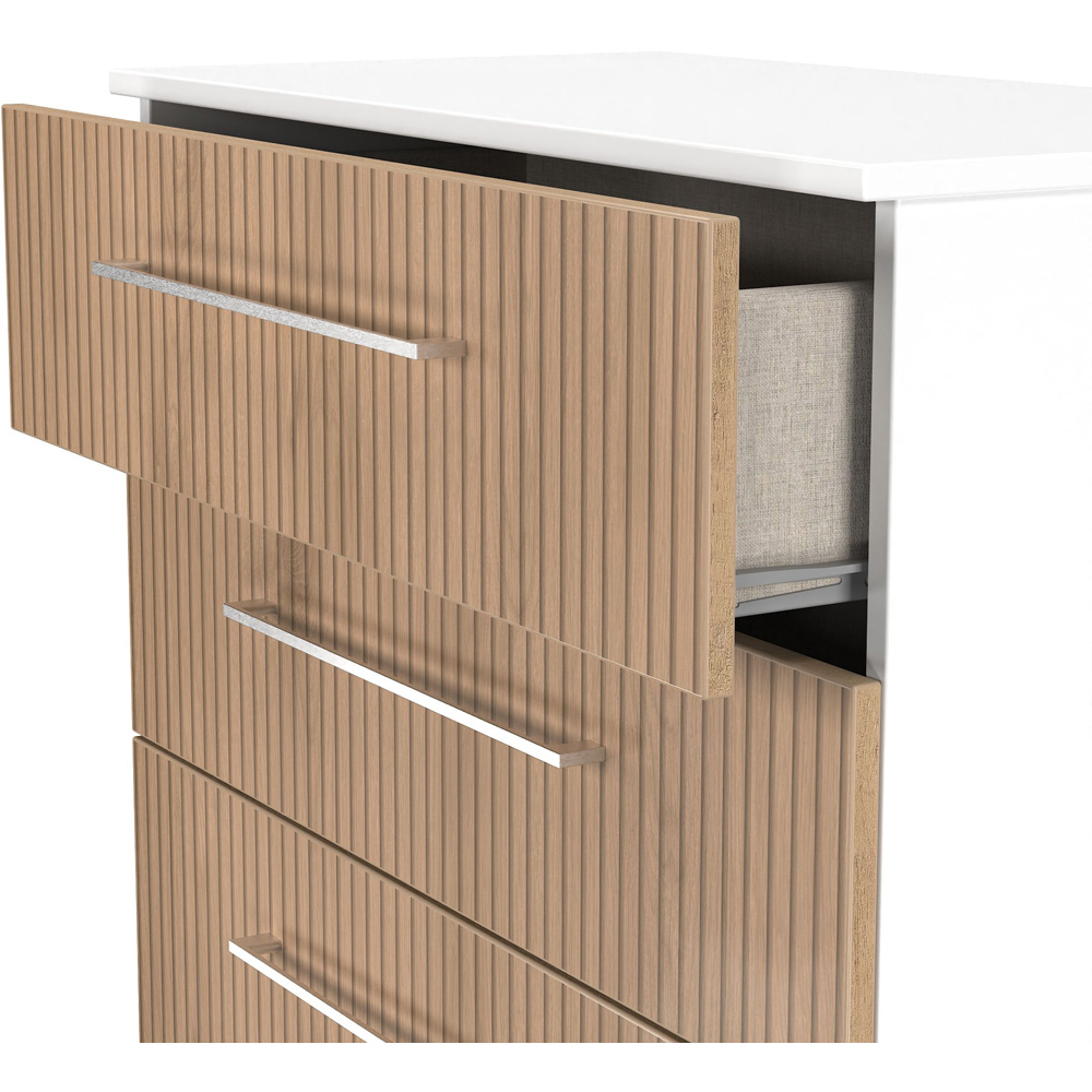 Crowndale Worcester 4 Drawer Slatt Effect and White Deep Chest of Drawers Ready Assembled Image 5