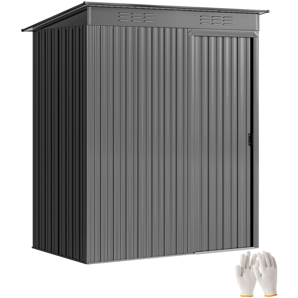 Outsunny 5 x 3ft Light Grey Galvanised Metal Garden Storage Shed Image 3