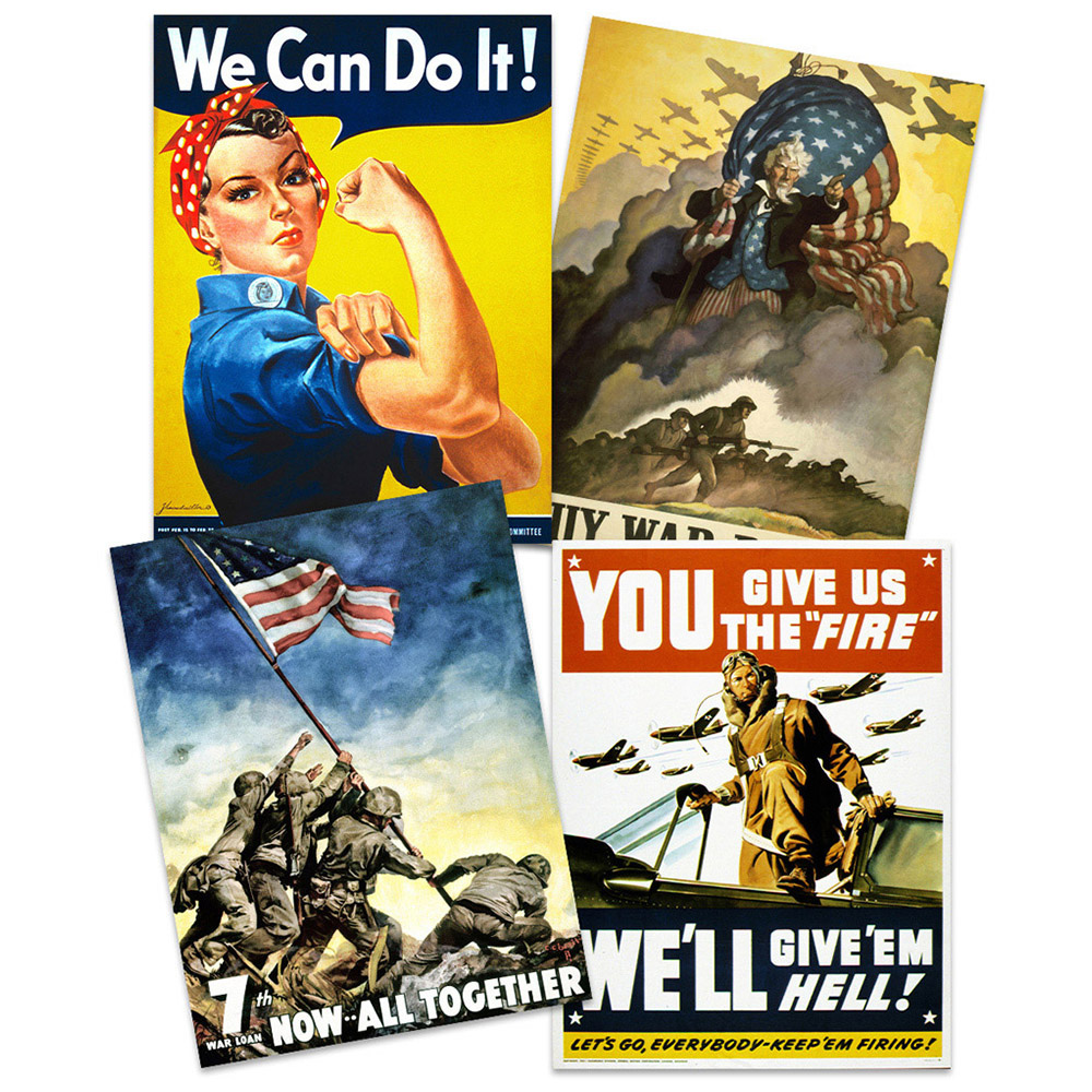 Artery8 Vintage US Military World War 2 Wall Art Print 30 x 41cm 4 Pack Image 1