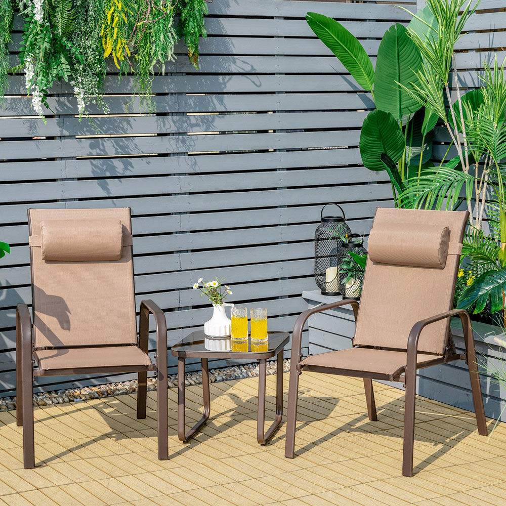 Costway 2 Seater Patio Bistro Set Brown Image 1