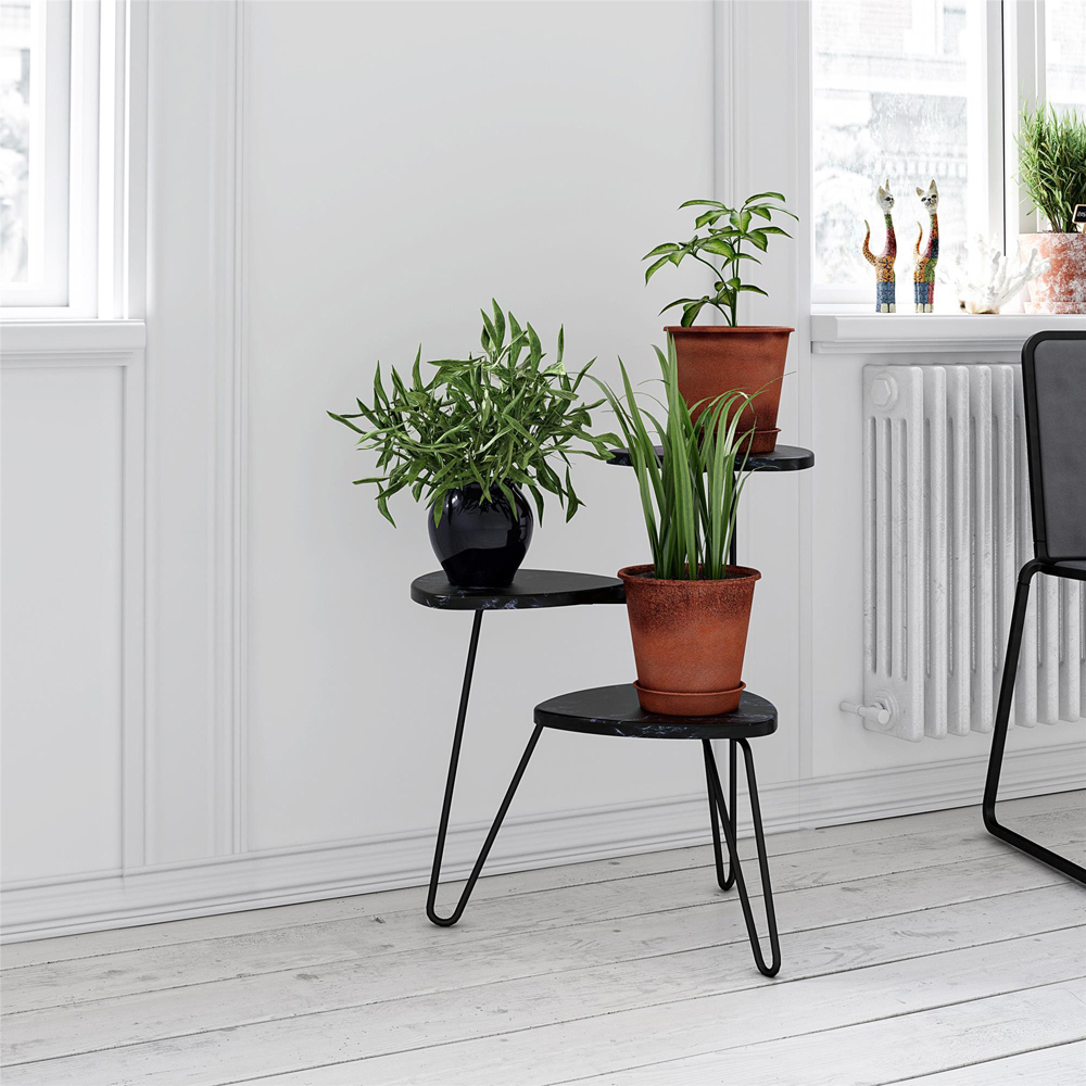 Novogratz Athena Black Marble Indoor Plant Stand Image 2