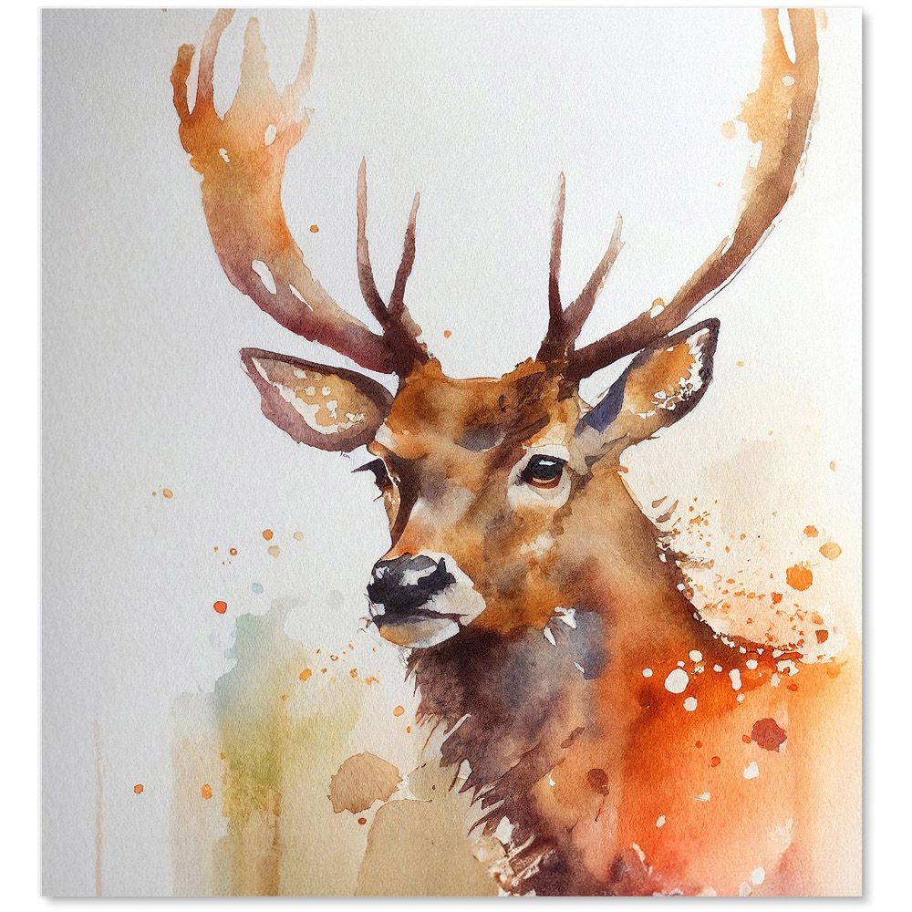 Warren Reed Designer Majestic Stag Watercolour Glass Kitchen Splashback 65 x 60cm Image 2