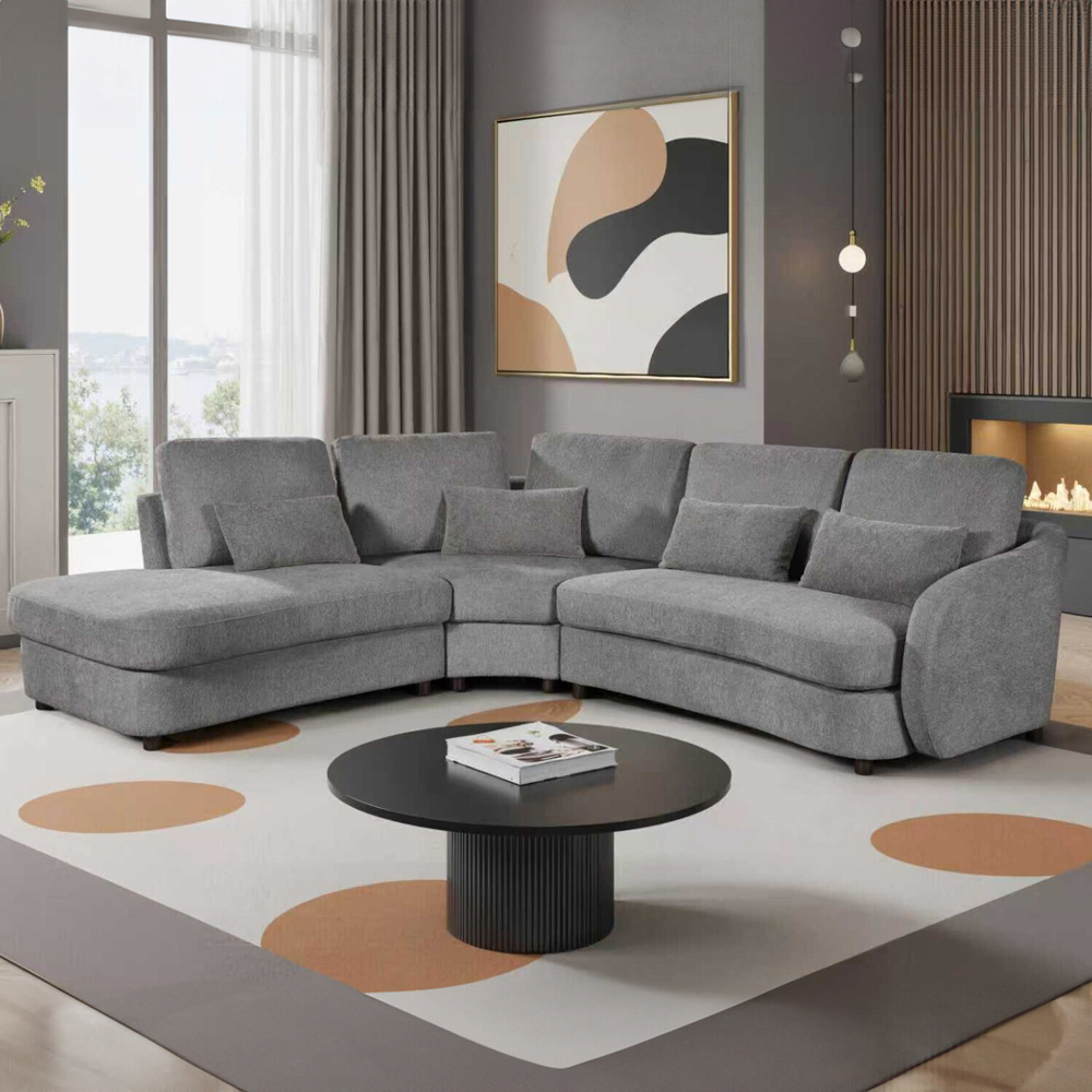 Mabel Corner Sofa Grey Left-hand Image 4