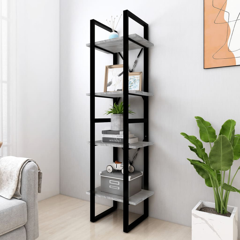 vidaXL 4 Shelf Grey Sonoma Industrial Style Bookcase Image 1