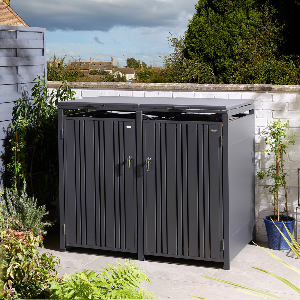 Rowlinson Wimbledon Anthracite 2 Wheelie Bin Store Image 3