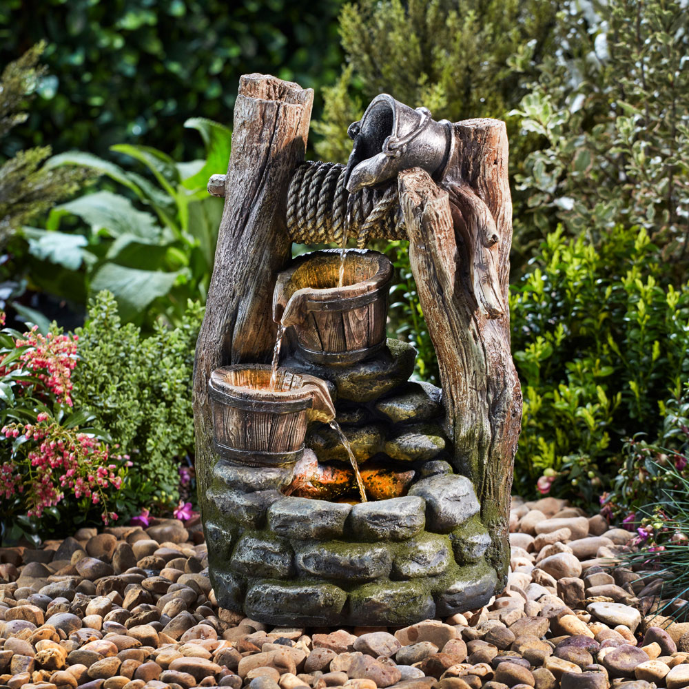 Garden Gear Double Bucket Wishing Well Water Feature Image 2