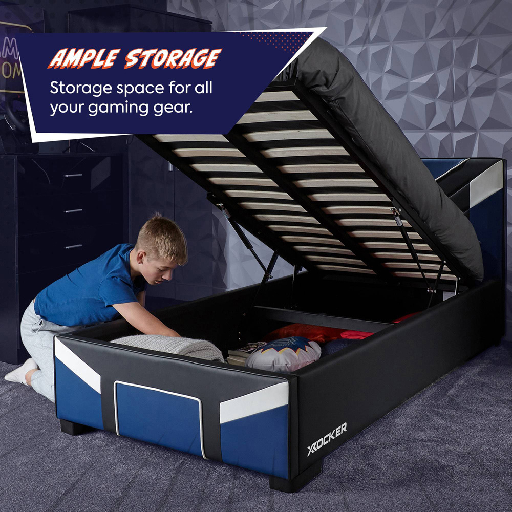X Rocker Cerberus MKII Single Blue Ottoman Bed Image 4