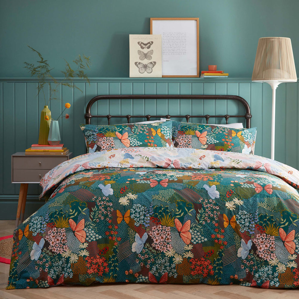 furn. Forage Super King Teal Duvet Set Image 1