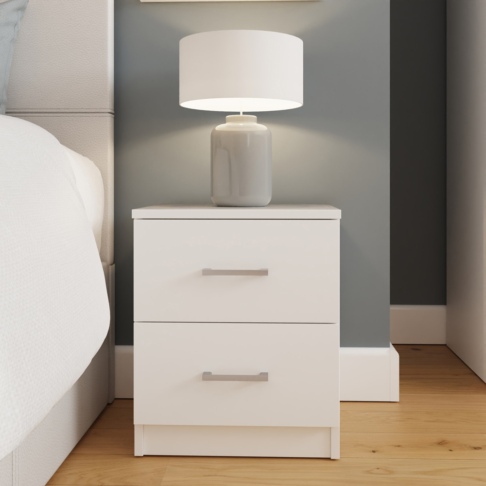 GFW Bailey 2 Drawer White Bedside Table Set of 2 Image 3