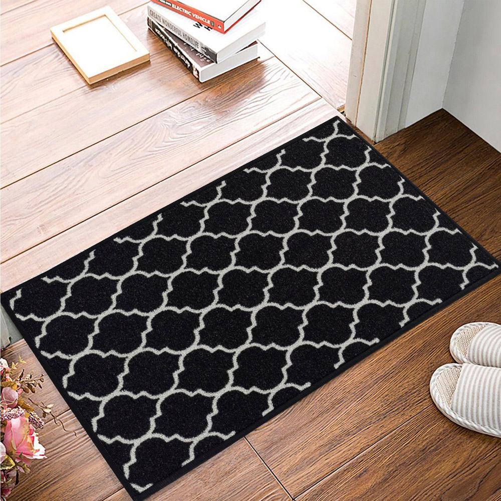 Smart Living Trellis Black and Cream Gel Back Non-Slip Door Mat 50 x 80cm Image 3