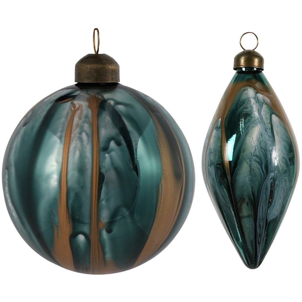 Emerald Petrol Effect Bauble - Green Image 1