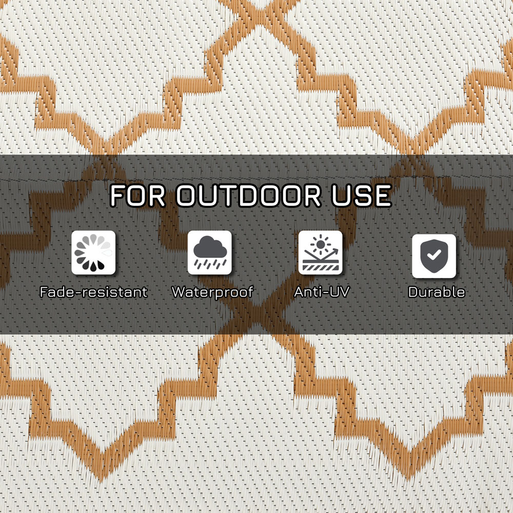 Outsunny Brown and Cream Reversible Outdoor Mat 182 x 274cm Image 6