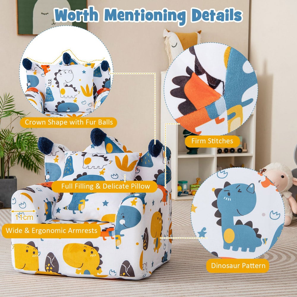 Costway Orange Kids Armchair with Pillow Image 7