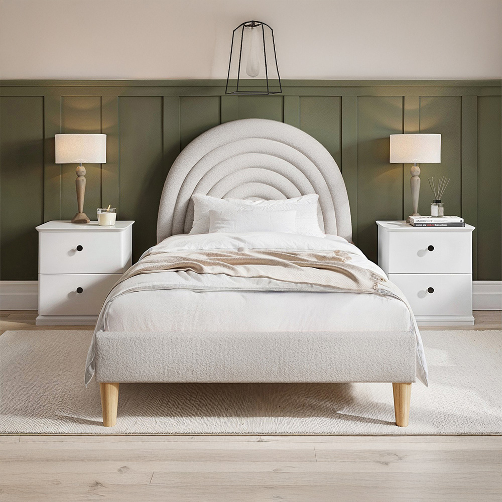 Flair Ava Single Grey Boucle Fabric Bed Image 3