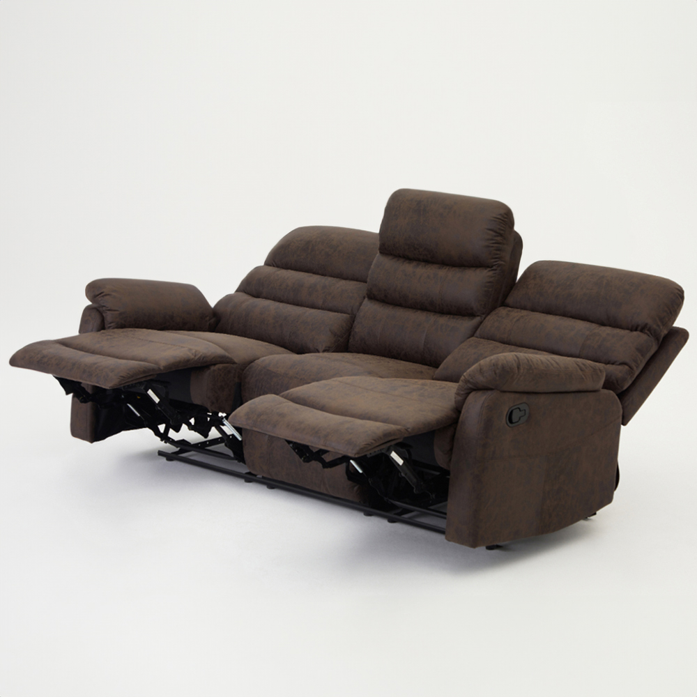 Home Detail Maxwell 3 Seater Brown Air Leather Manual Recliner Sofa Image 6