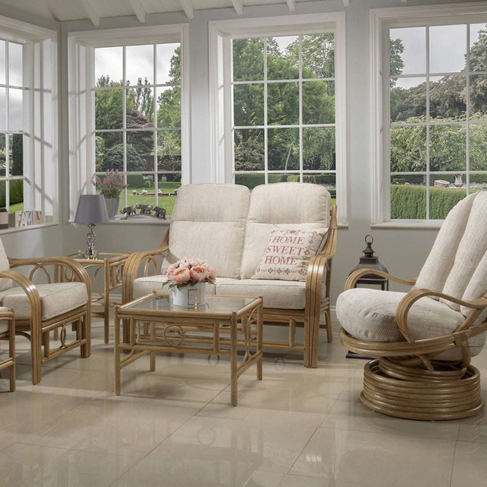 Desser Furniture Madrid 4 Seater Light Oak Jasper Sofa Set with Footstool Image 9