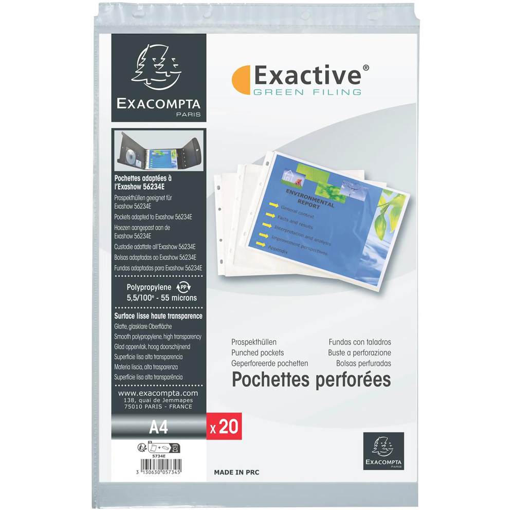 Exacompta Exactive Premium Crystal Punched Pocket 5 x 20 Pack Image 5
