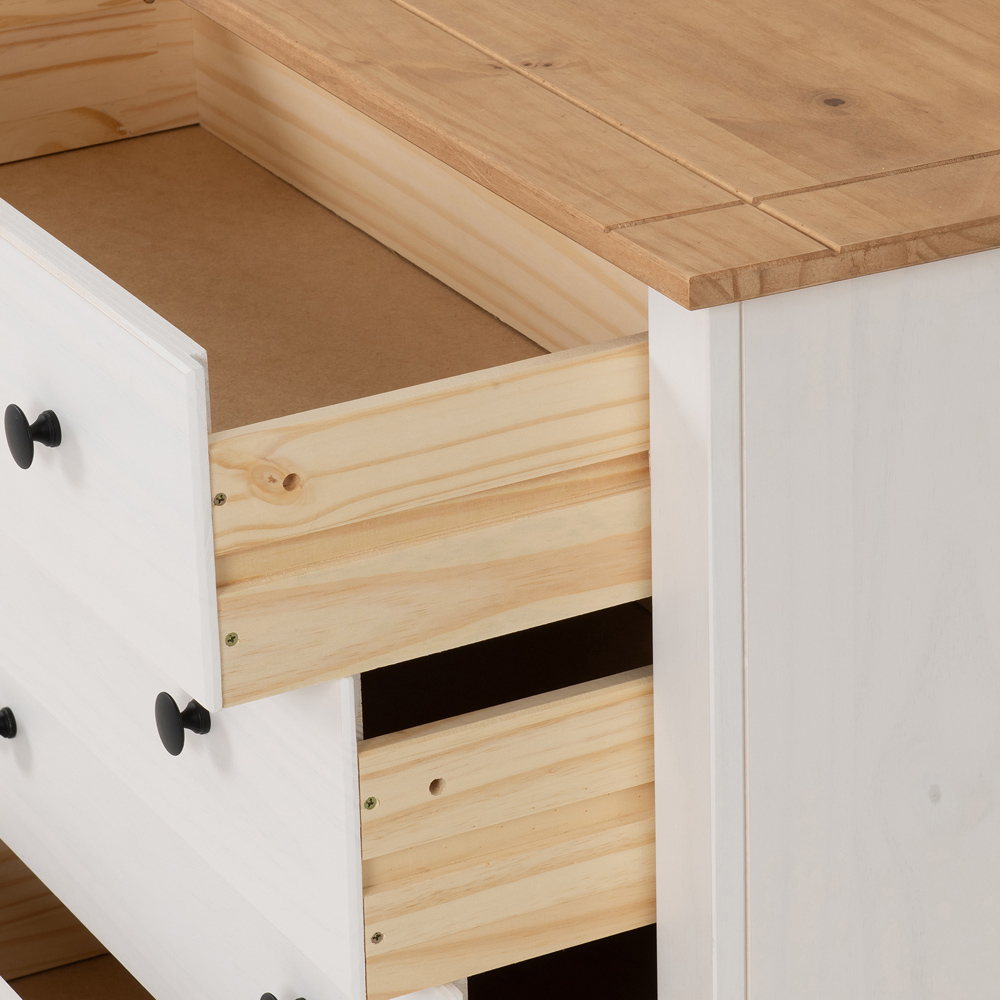 Seconique Panama 4 Drawer White and Natural Wax Chest of Drawers Image 5