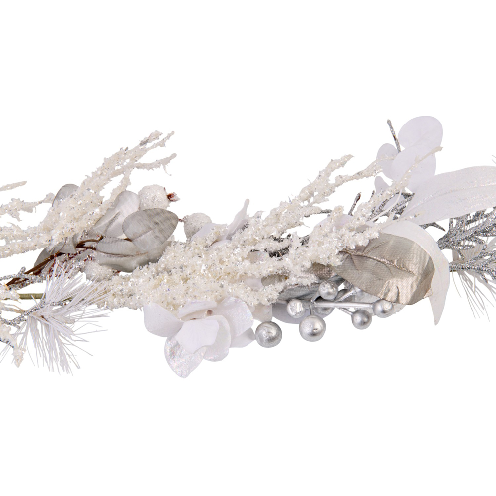 Frosted White and Silver Christmas Garland Image 3