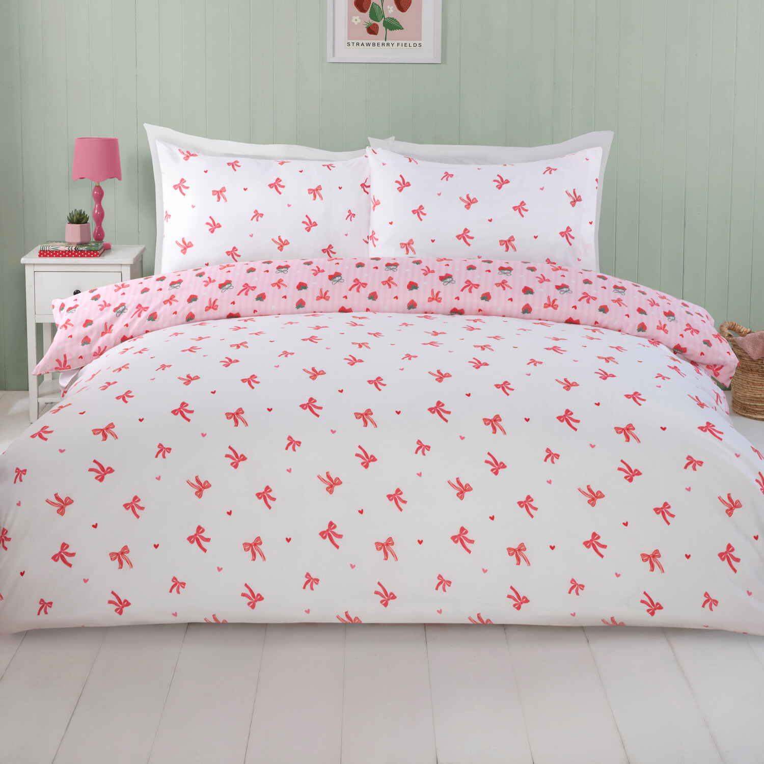Lacey Design Duvet Set Pink Single Image 2